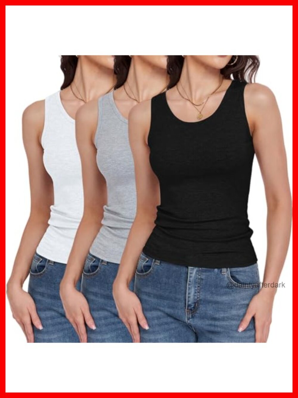 Ribbed Tank Top for Women Sleeveless Crew Neck Spandex Stretch